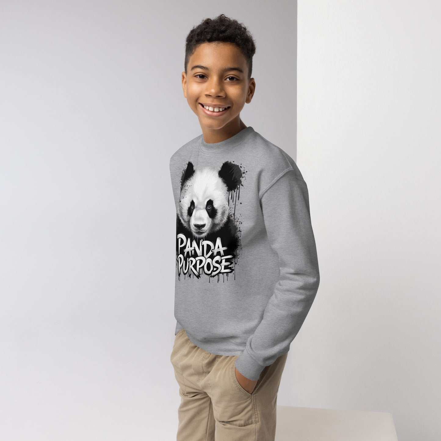 Mission 11 Panda Purpose Youth Crewneck Sweatshirt